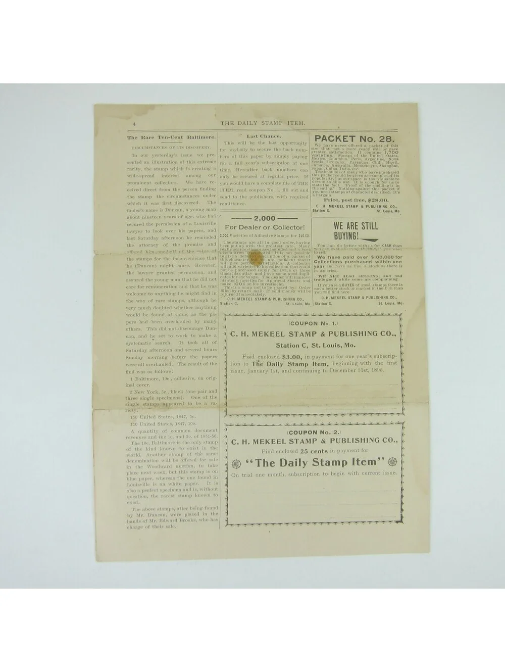 The Daily Stamp Item Collectors Newspaper Magazine Philatelic Antique 1896 RARE